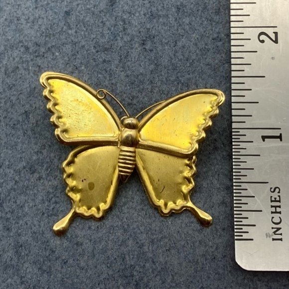 Butterfly Pin Brooch As Is Plain Gold Repurpose Upcycle Craft DIY Retro Boho - Picture 5 of 6
